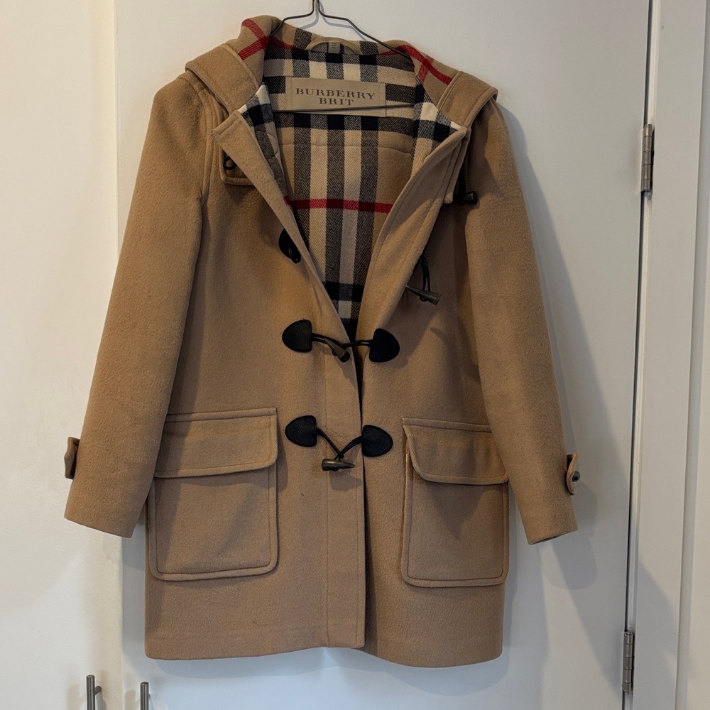 Burberry Tan Trench Coat with Black Accents